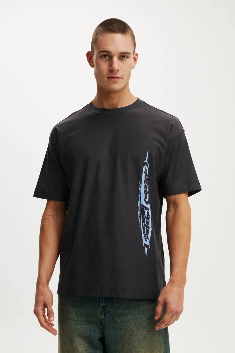 كوتون اون تيشيرت مطبوع بقصة بوكس فيت